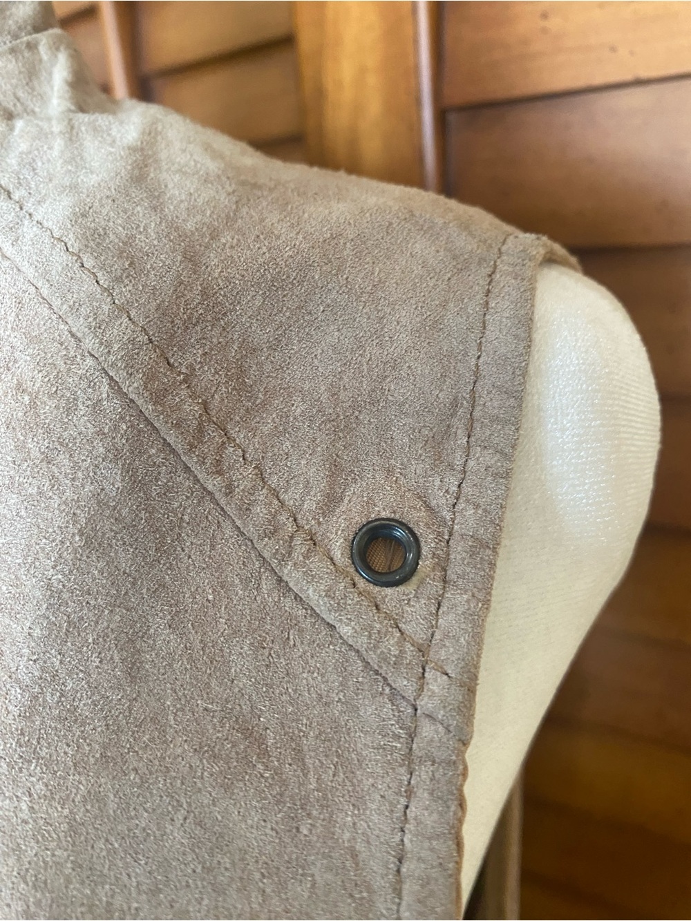 Oleg Cassini Beige, suede tie front vest size 6 - Picture 6 of 12